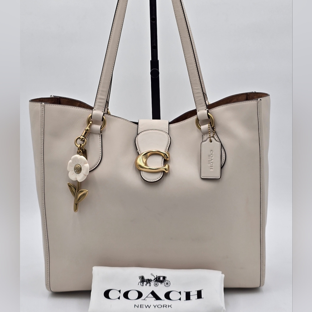 Coach Theo Soft Calf  Leather Tote , Chalk